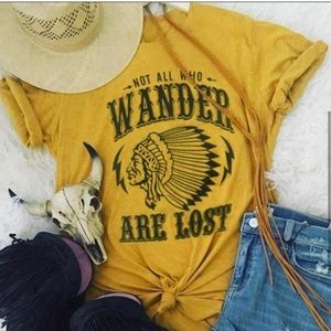 New!sale 🔥 Not All Who Wander are Lost graphic tee yellow